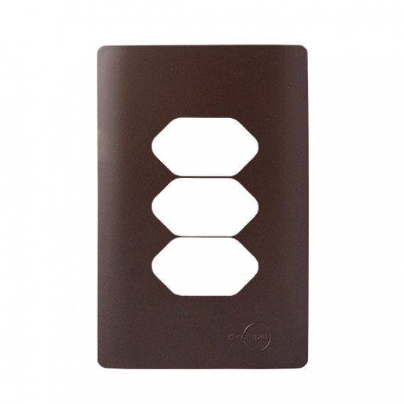 Placa P/ 3 Tomadas 4x2 - Novara Marrom Fosco